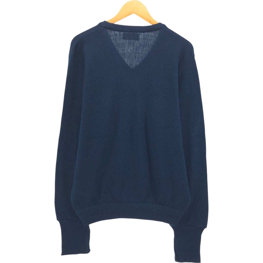 Vintage 90'S IZOD V-neck acrylic knit sweater, made in the USA, size M, men's acrylic navy blue type Vintage Second Hand
