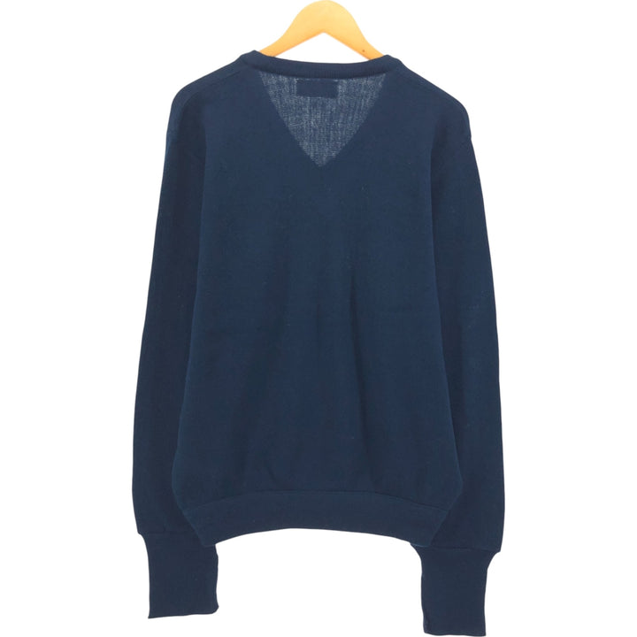 Vintage 90'S IZOD V-neck acrylic knit sweater, made in the USA, size M, men's acrylic navy blue type Vintage Second Hand