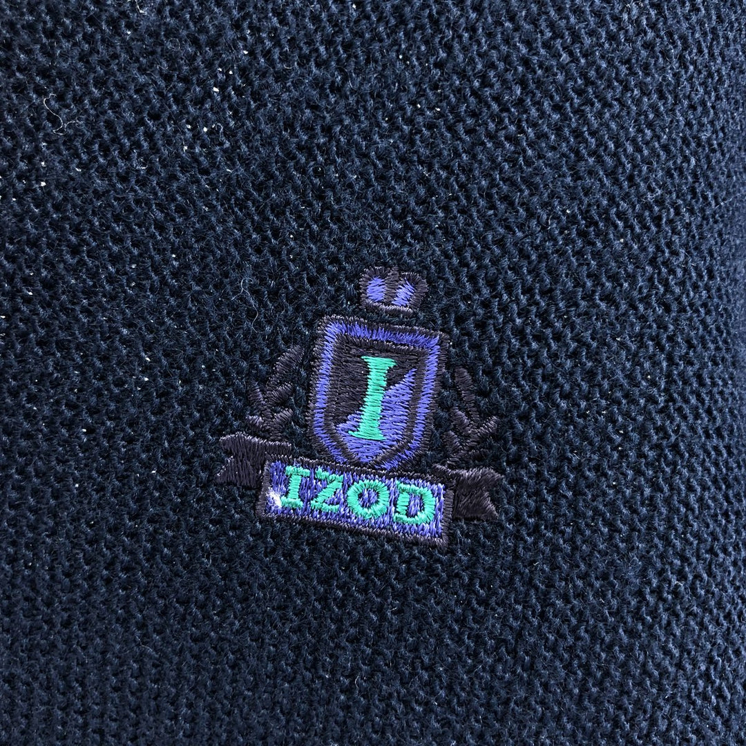 Vintage 90'S IZOD V-neck acrylic knit sweater, made in the USA, size M, men's acrylic navy blue type Vintage Second Hand