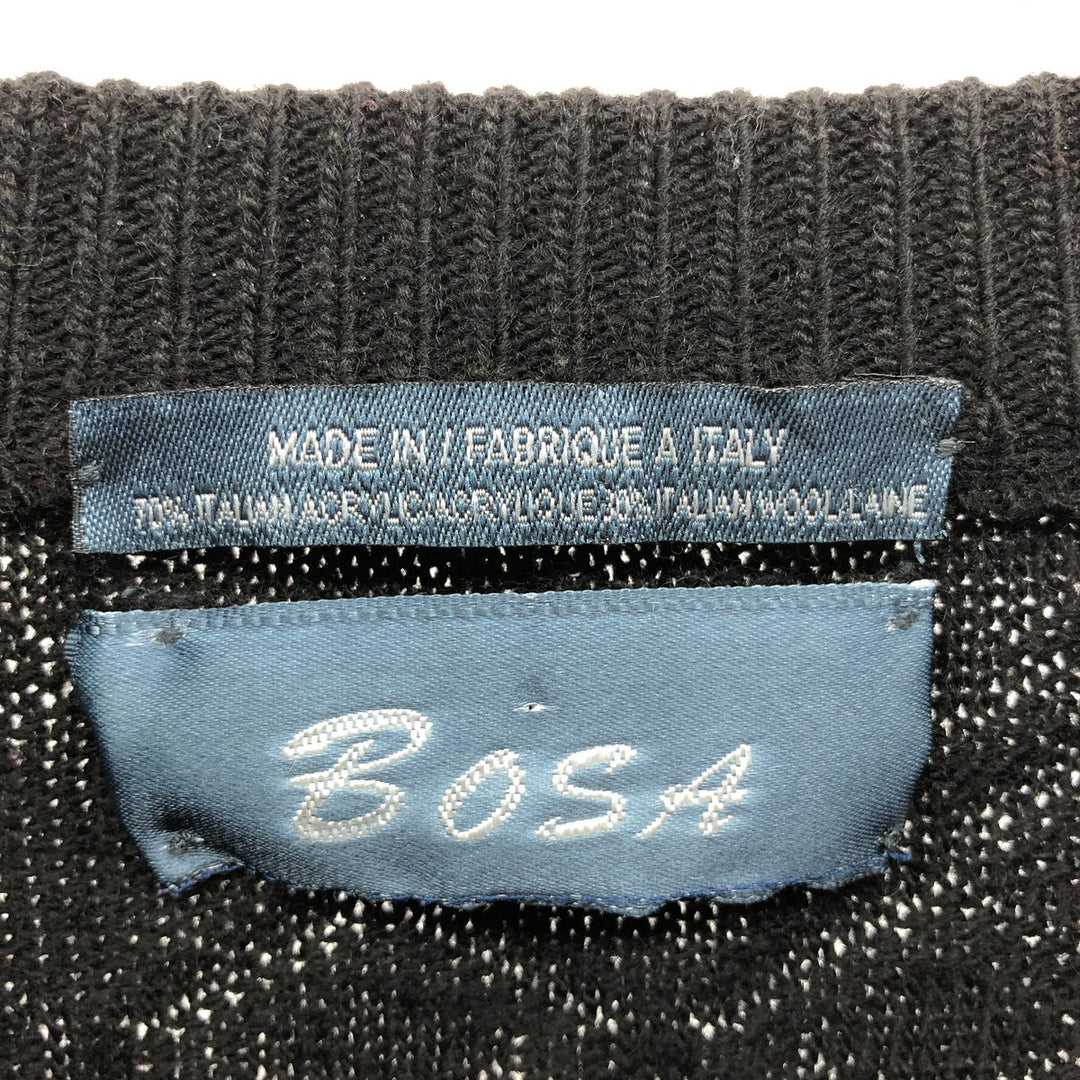 BOSA Diamond Pattern Acrylic Knit Sweater, Made in Italy, Men's Size Medium acrylic black type Vintage Second Hand