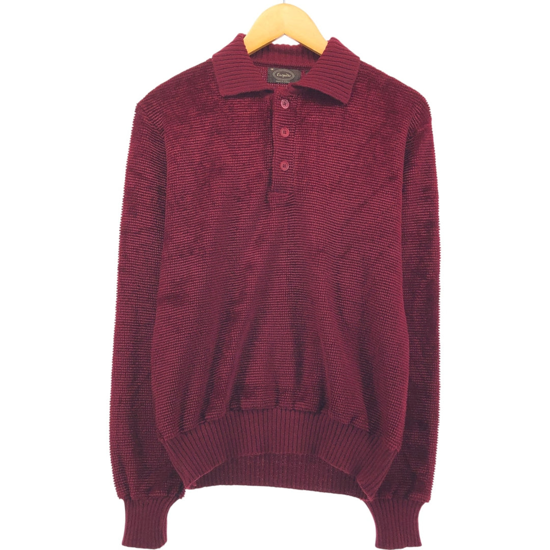 Esquire Men's Vintage Polo Knit Sweater, Size Medium acrylic Red type red-purple Vintage Second Hand