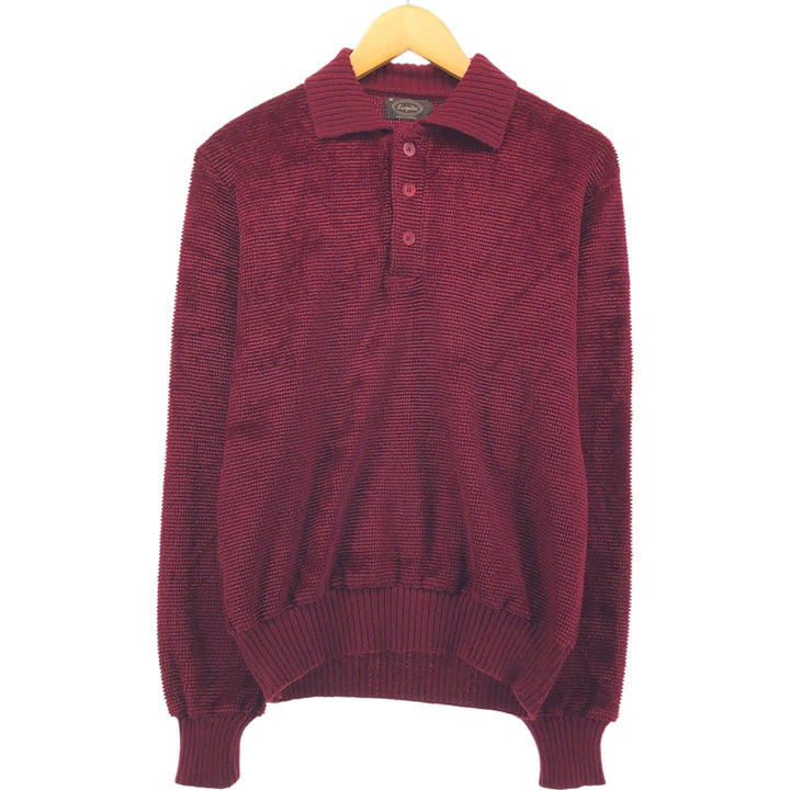 Esquire Men's Vintage Polo Knit Sweater, Size Medium acrylic Red type red-purple Vintage Second Hand