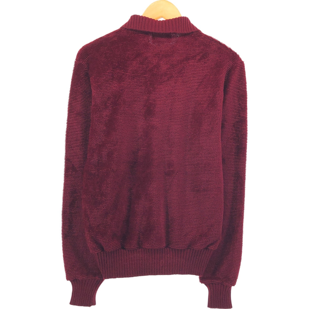 Esquire Men's Vintage Polo Knit Sweater, Size Medium acrylic Red type red-purple Vintage Second Hand