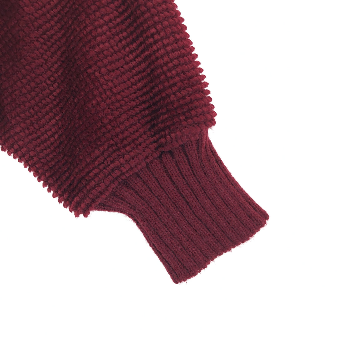 Esquire Men's Vintage Polo Knit Sweater, Size Medium acrylic Red type red-purple Vintage Second Hand
