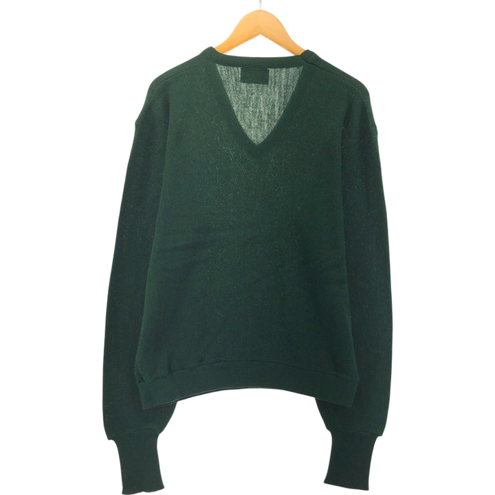 Vintage 1980'S Jantzen V-neck acrylic knit sweater, made in the USA, size L, men's unclear green type Vintage Second Hand