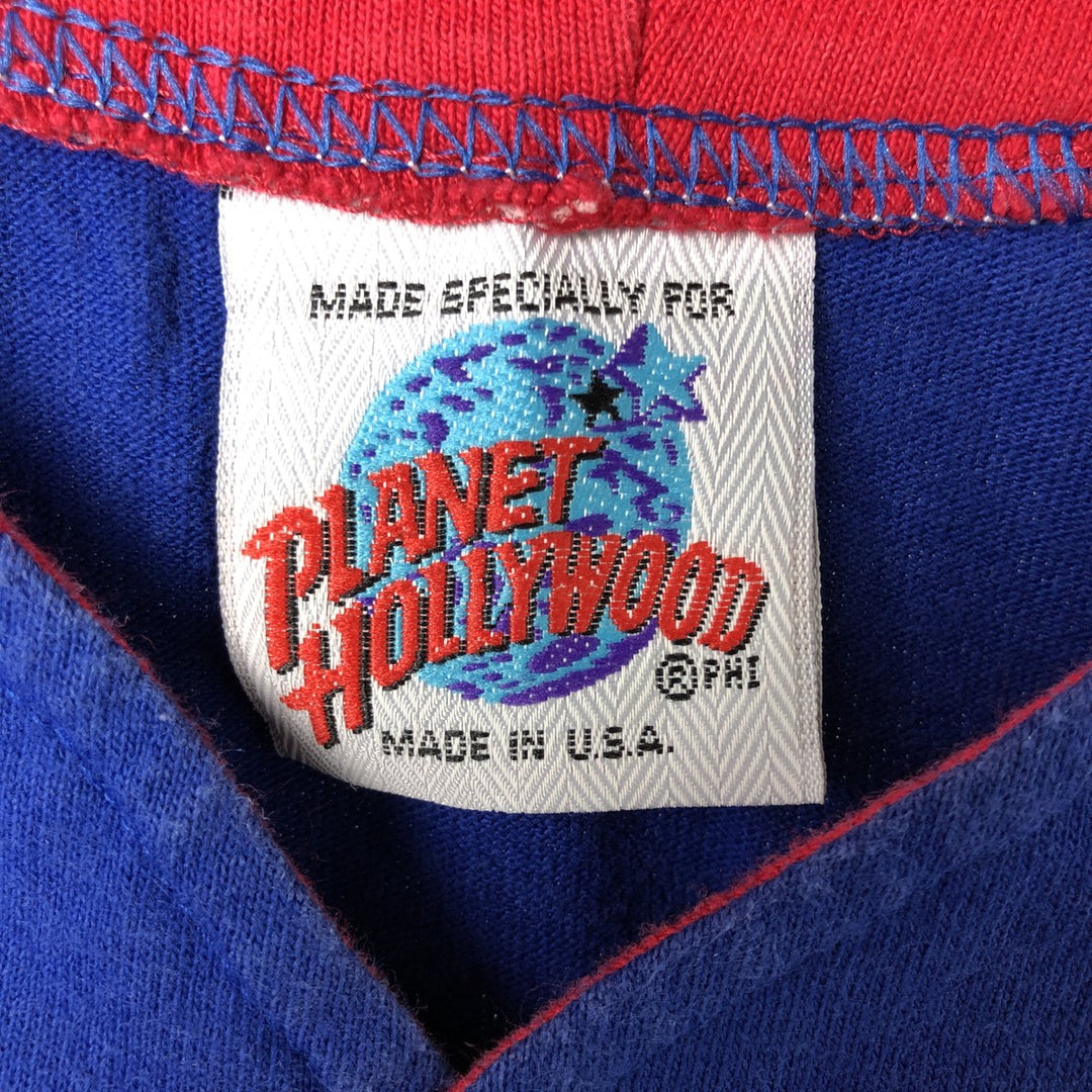 90'S Planet Hollywood PLANET HALLYWOOD Game Shirt Baseball Shirt Made in USA Men's L Size Vintage cotton blue type Vintage Second Hand