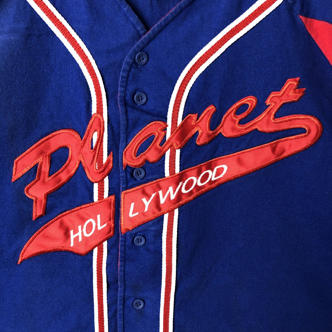 90'S Planet Hollywood PLANET HALLYWOOD Game Shirt Baseball Shirt Made in USA Men's L Size Vintage cotton blue type Vintage Second Hand