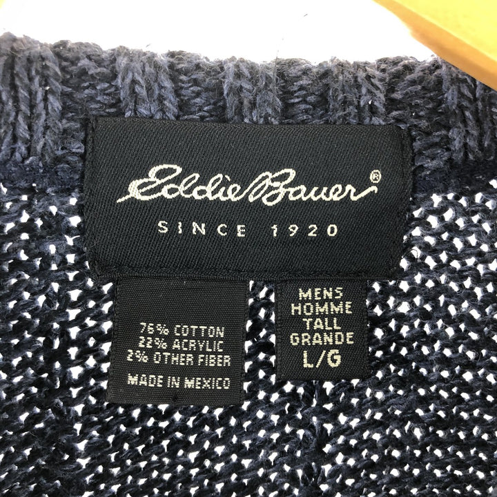 Eddie Bauer Cotton Knit Sweater, Men's Size L cotton blue type Vintage Second Hand