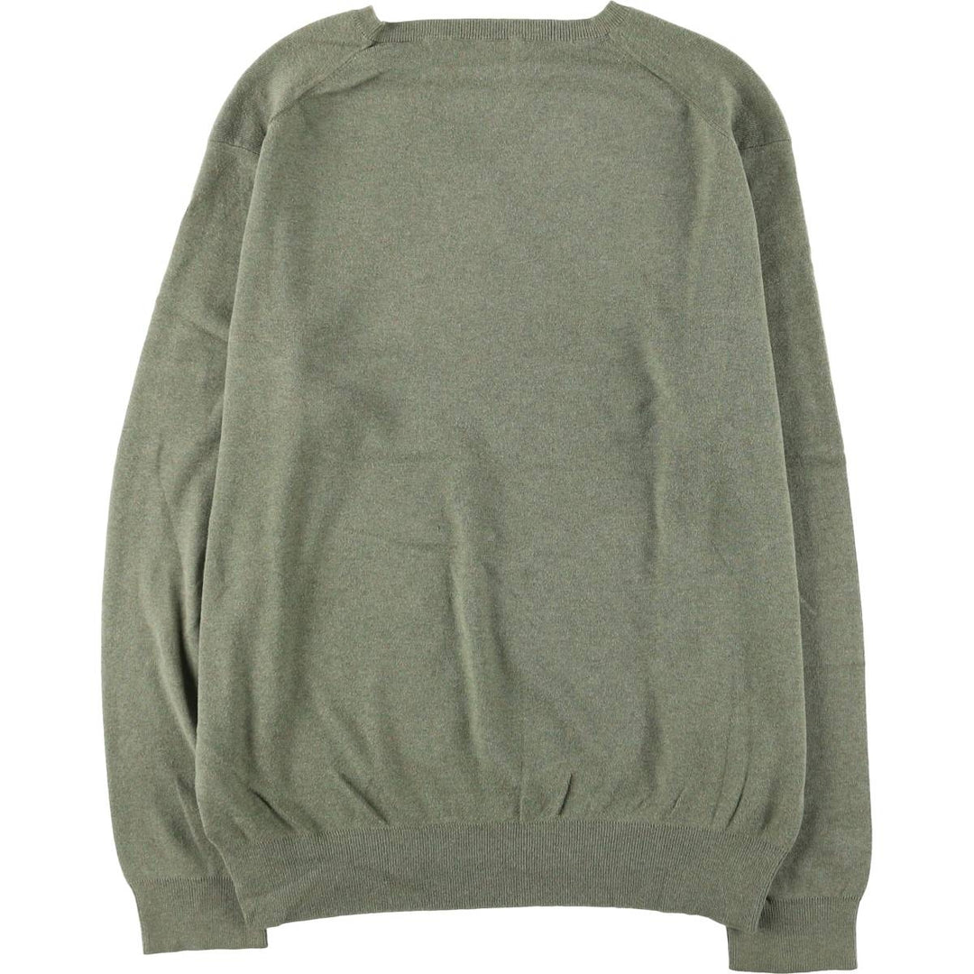 Ralph Lauren POLO RALPH LAUREN V-neck Pima cotton knit sweater, men's size L Pima Cotton Khaki type sage green Vintage Second Hand