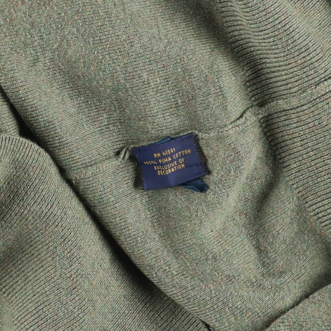 Ralph Lauren POLO RALPH LAUREN V-neck Pima cotton knit sweater, men's size L Pima Cotton Khaki type sage green Vintage Second Hand