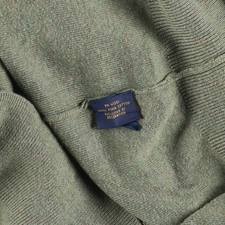 Ralph Lauren POLO RALPH LAUREN V-neck Pima cotton knit sweater, men's size L Pima Cotton Khaki type sage green Vintage Second Hand