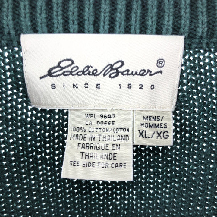 Eddie Bauer Cotton Knit Sweater, Men's XL cotton green type Vintage Second Hand
