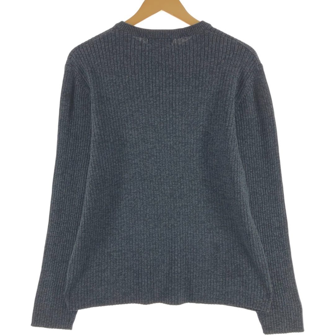Calvin Klein Jeans Ribbed Cotton Knit Sweater, Men's Size Medium cotton gray type Vintage Second Hand