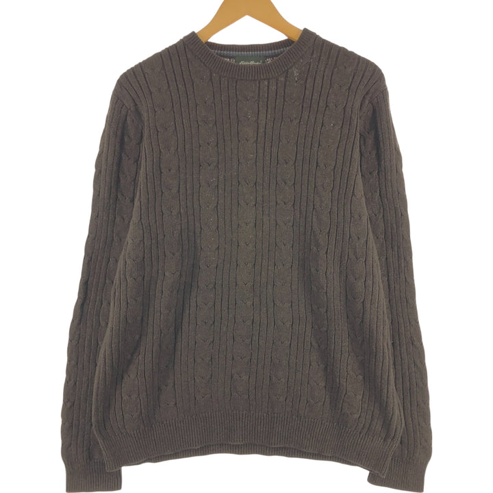 Eddie Bauer cable knit cotton sweater, size M, men's cotton brown type Vintage Second Hand