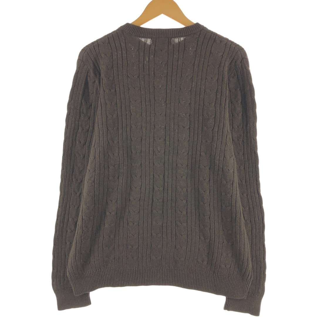 Eddie Bauer cable knit cotton sweater, size M, men's cotton brown type Vintage Second Hand