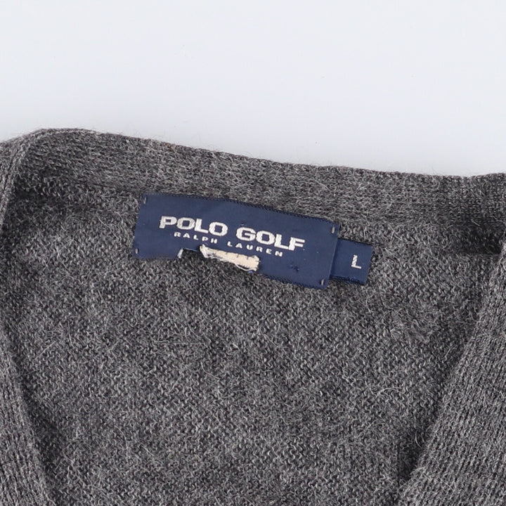Ralph Lauren POLO GOLF cardigan, men's size L unclear gray type Vintage Second Hand