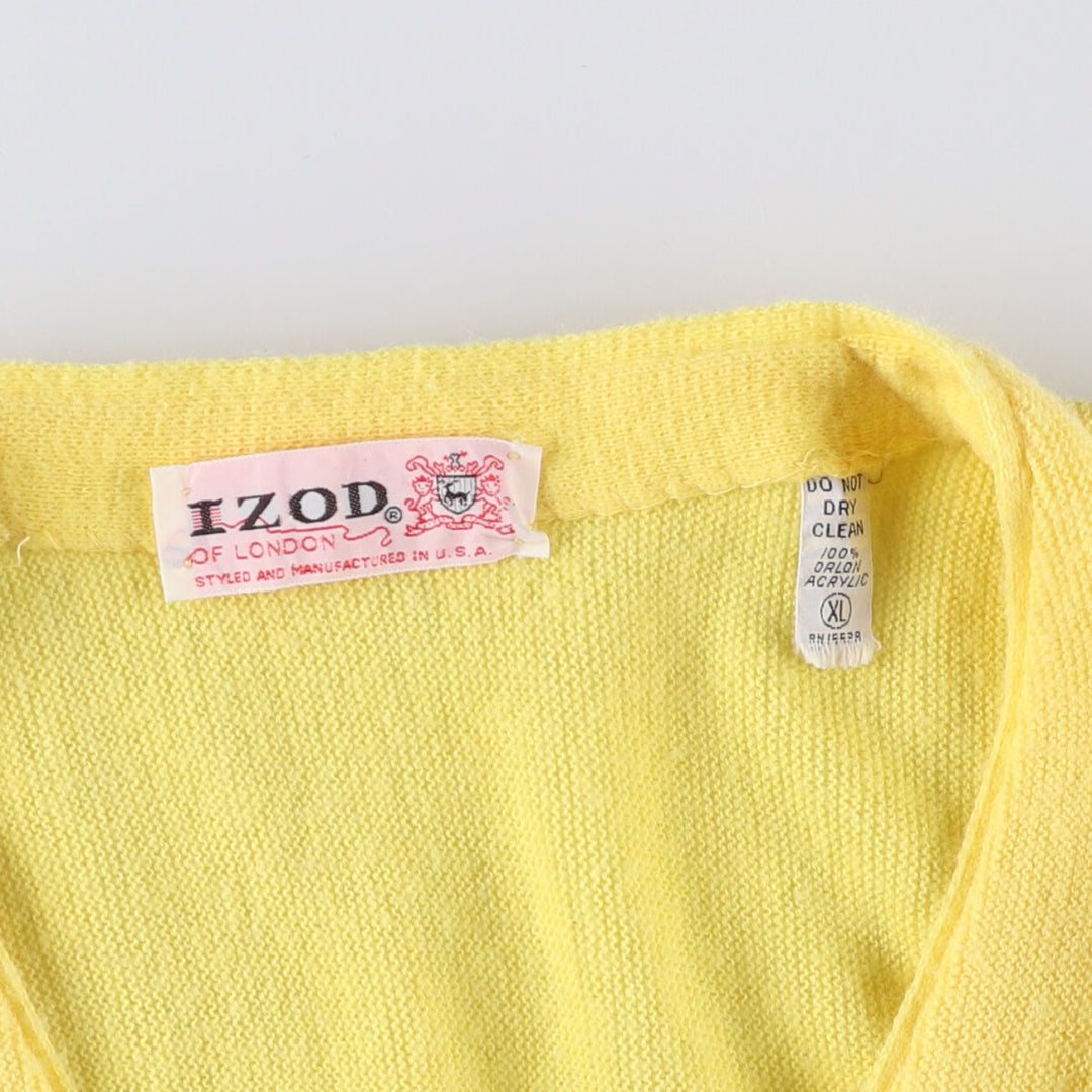 Vintage 1970'S IZOD acrylic knit cardigan, made in the USA, men's size XL Oron Acrylic yellow type Vintage Second Hand