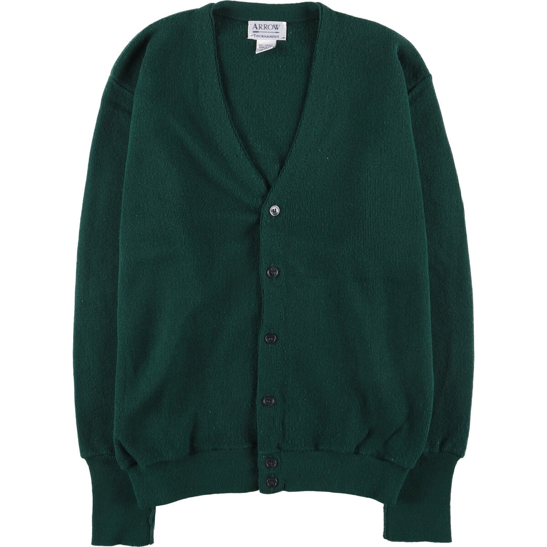 Vintage 1980'S Arrow Tournament acrylic knit cardigan, made in the USA, size M, men's. acrylic green type Vintage Second Hand