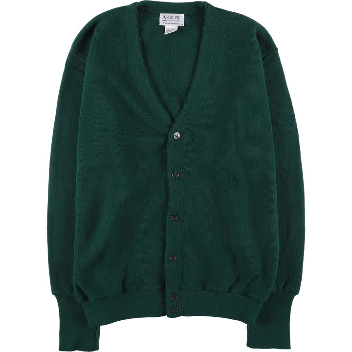 Vintage 1980'S Arrow Tournament acrylic knit cardigan, made in the USA, size M, men's. acrylic green type Vintage Second Hand