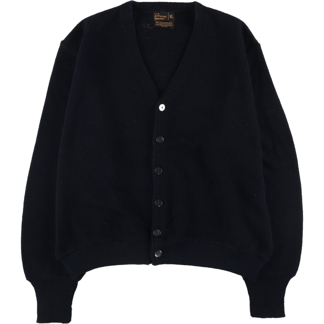 70'S JCPenney acrylic knit cardigan, men's XL size, vintage Oron Acrylic black type Vintage Second Hand