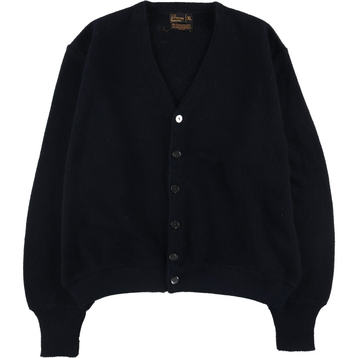 70'S JCPenney acrylic knit cardigan, men's XL size, vintage Oron Acrylic black type Vintage Second Hand