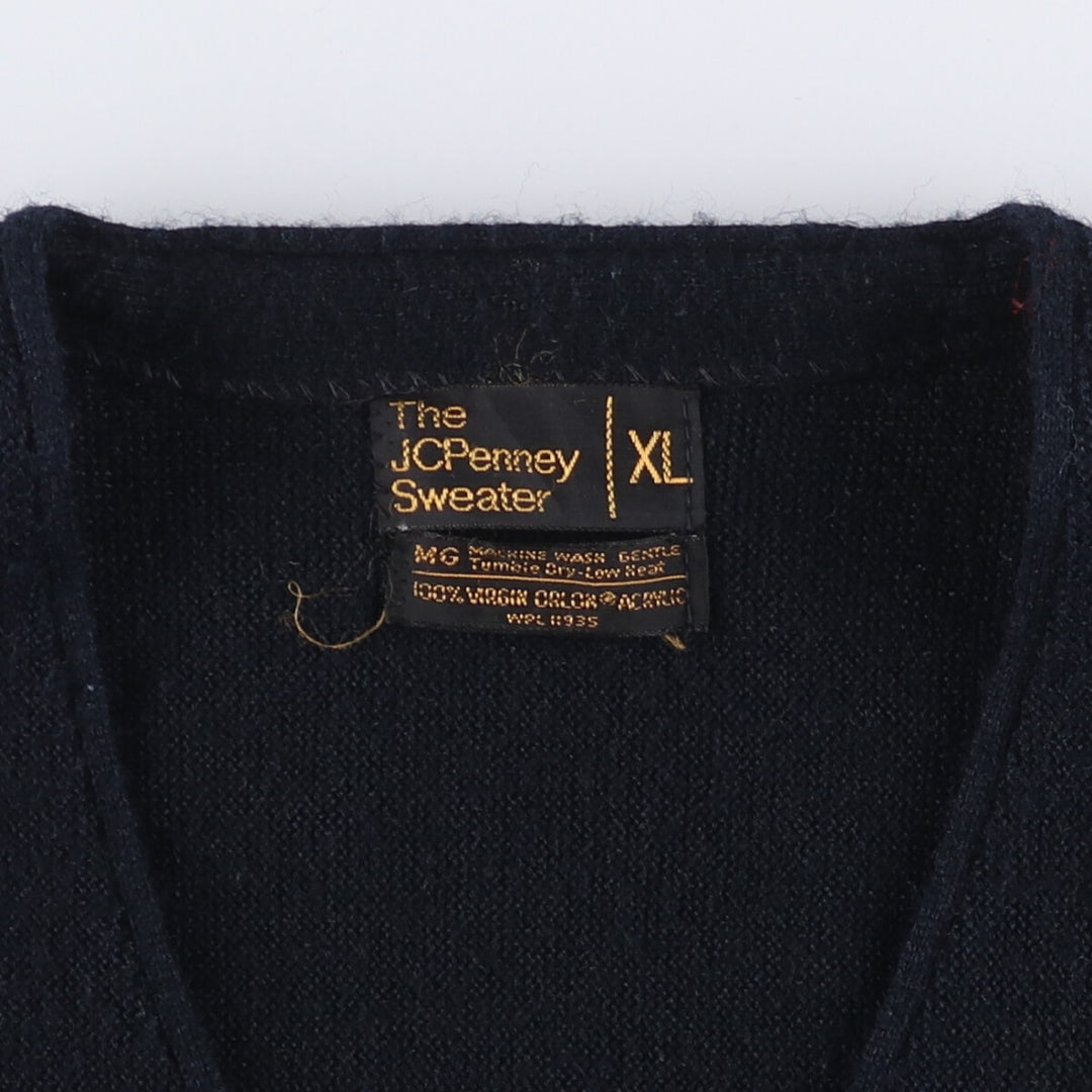 70'S JCPenney acrylic knit cardigan, men's XL size, vintage Oron Acrylic black type Vintage Second Hand