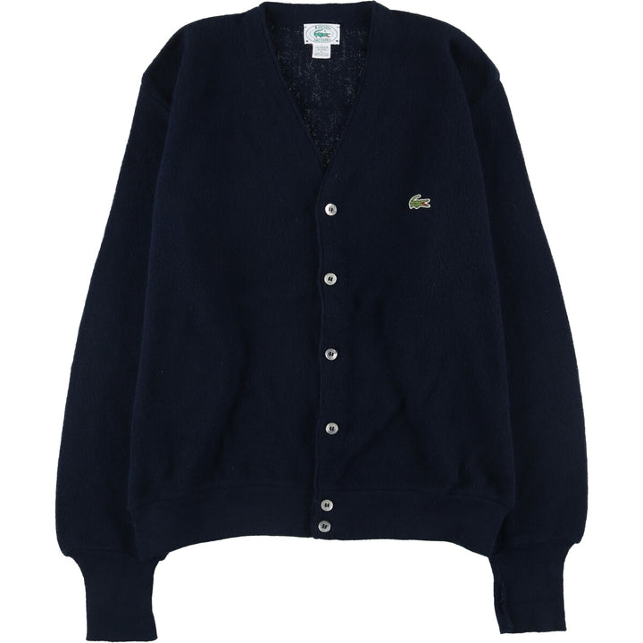 Vintage 1970'S Lacoste IZOD cotton knit cardigan, made in the USA, size L, men's Oron Acrylic navy blue type Vintage Second Hand