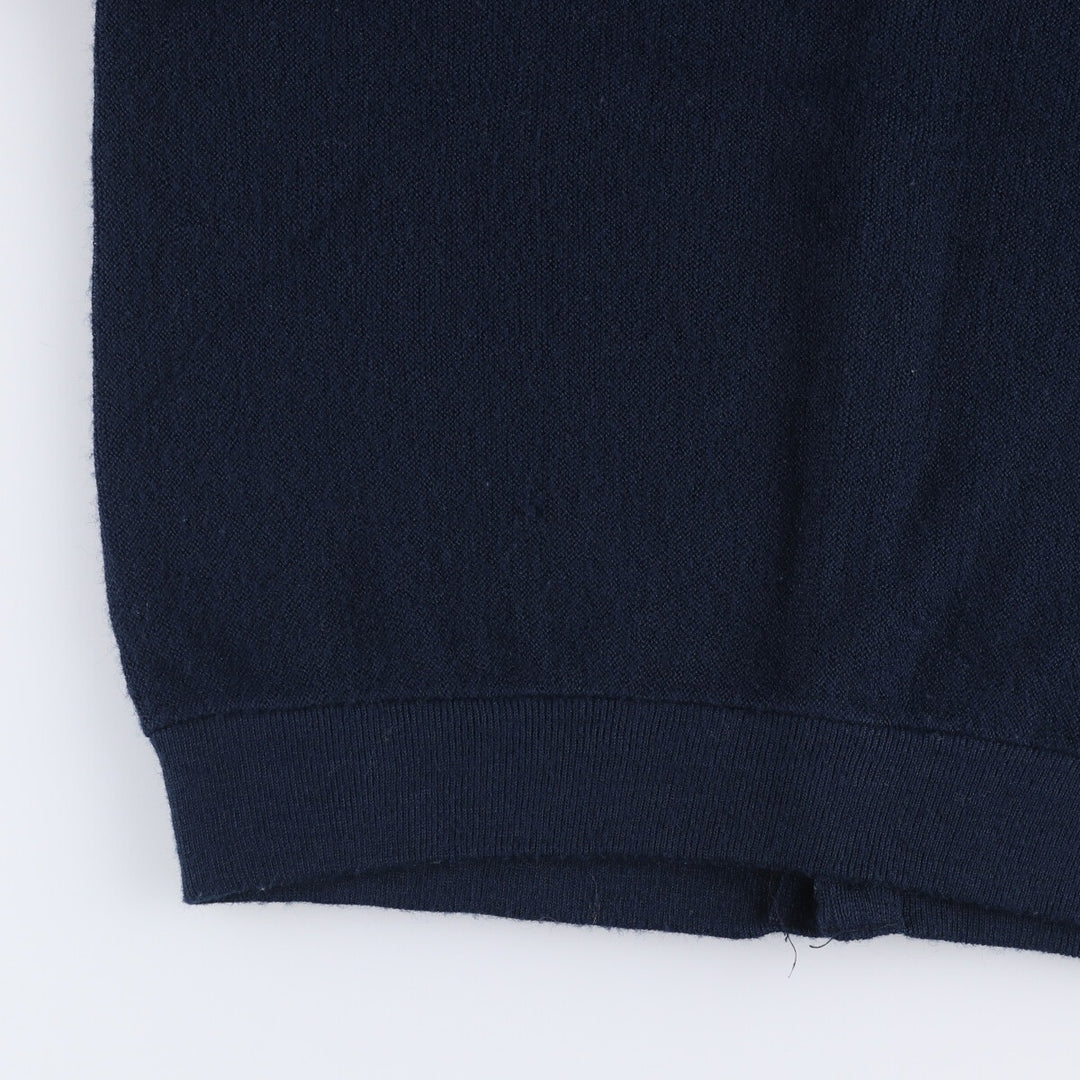 Vintage 1970'S Lacoste IZOD cotton knit cardigan, made in the USA, size L, men's Oron Acrylic navy blue type Vintage Second Hand