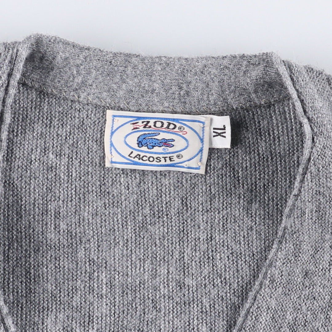 Vintage 70s-80'S Lacoste IZOD knit cardigan, men's size XL unclear gray type Vintage Second Hand