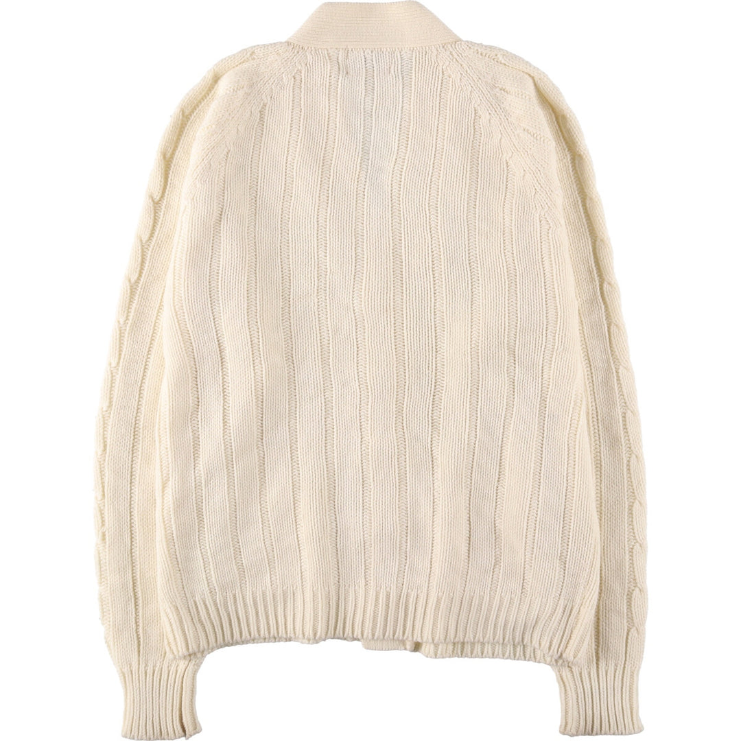 Madison Cable Knit Acrylic Cardigan, Men's Size L acrylic ivory Vintage Second Hand