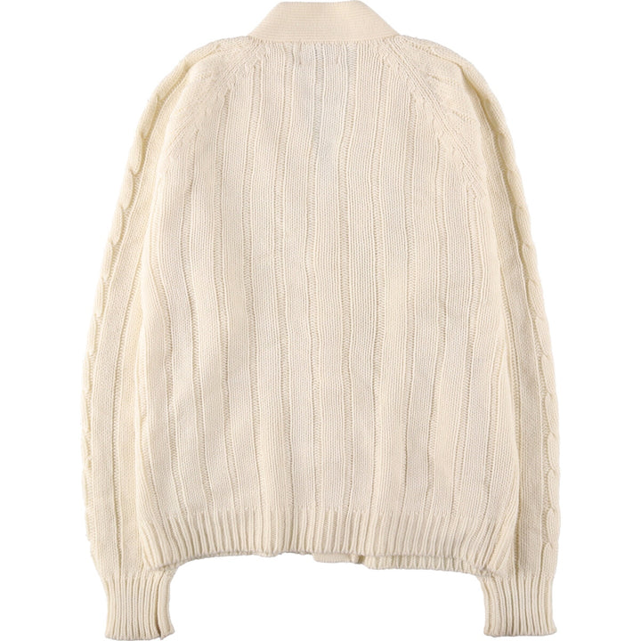 Madison Cable Knit Acrylic Cardigan, Men's Size L acrylic ivory Vintage Second Hand