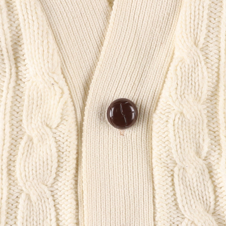 Madison Cable Knit Acrylic Cardigan, Men's Size L acrylic ivory Vintage Second Hand
