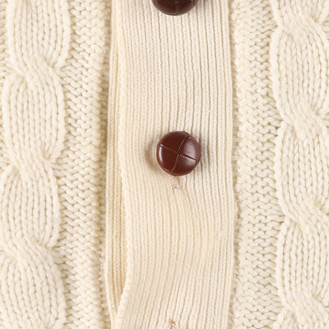 Madison Cable Knit Acrylic Cardigan, Men's Size L acrylic ivory Vintage Second Hand