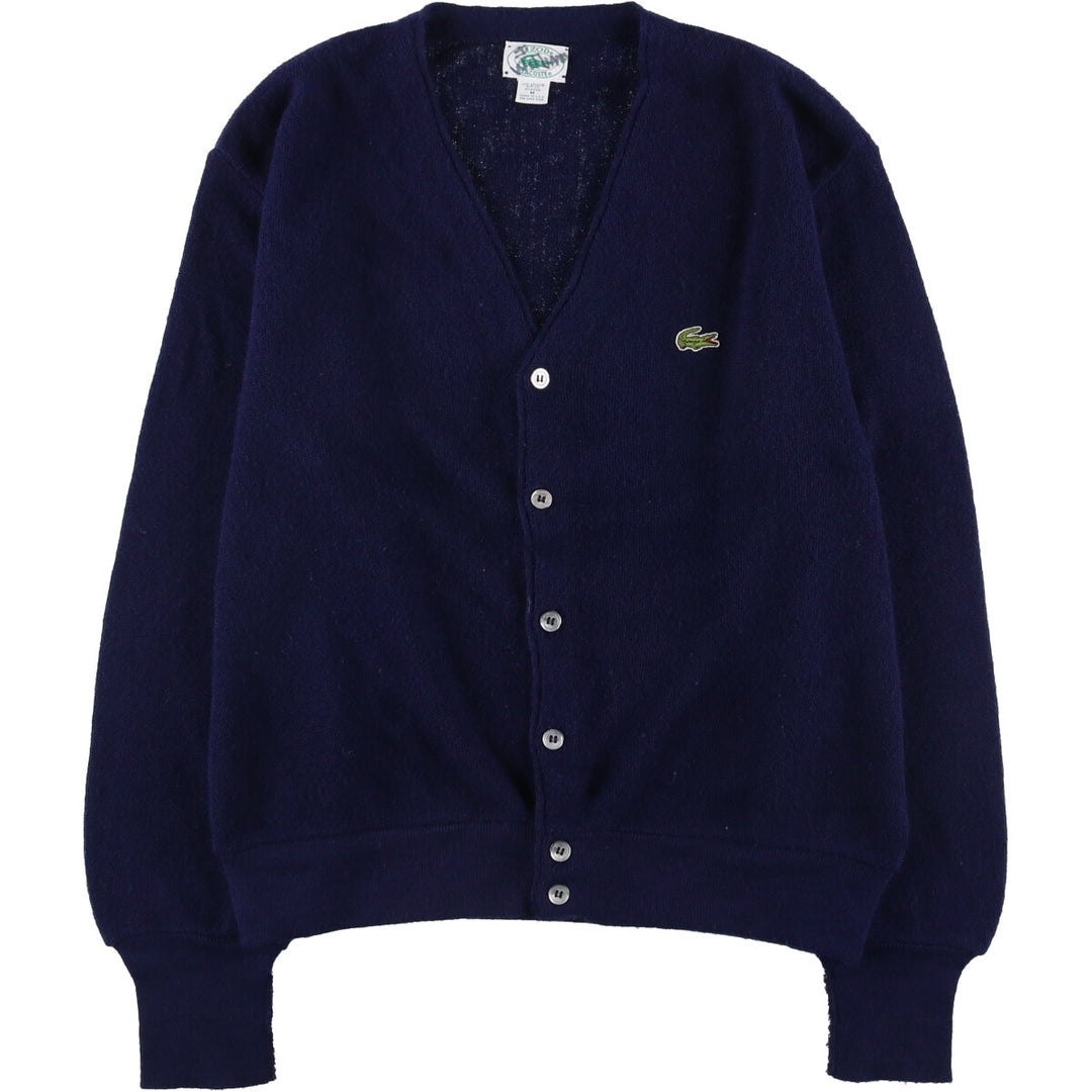 Vintage 80s-90'S Lacoste IZOD acrylic knit cardigan, made in the USA, size M, men's Oron Acrylic navy blue type Vintage Second Hand