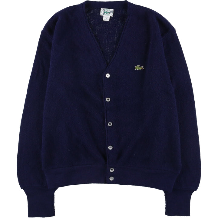 Vintage 80s-90'S Lacoste IZOD acrylic knit cardigan, made in the USA, size M, men's Oron Acrylic navy blue type Vintage Second Hand