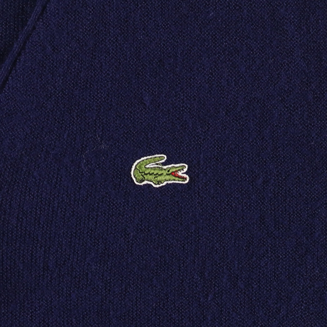 Vintage 80s-90'S Lacoste IZOD acrylic knit cardigan, made in the USA, size M, men's Oron Acrylic navy blue type Vintage Second Hand