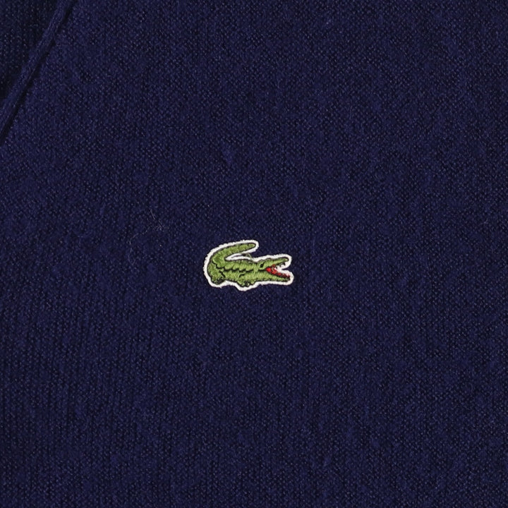 Vintage 80s-90'S Lacoste IZOD acrylic knit cardigan, made in the USA, size M, men's Oron Acrylic navy blue type Vintage Second Hand