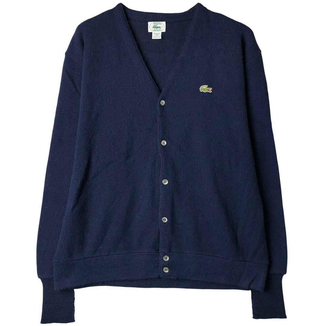 80s-90'S Lacoste IZOD Acrylic Knit Cardigan Made in USA Men's XL Vintage Oron Acrylic navy blue type Vintage Second Hand