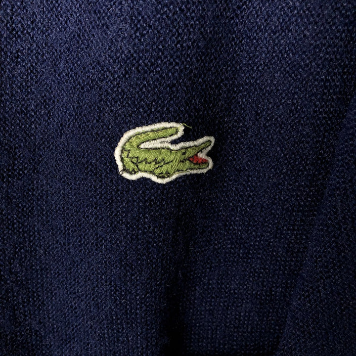 80s-90'S Lacoste IZOD Acrylic Knit Cardigan Made in USA Men's XL Vintage Oron Acrylic navy blue type Vintage Second Hand