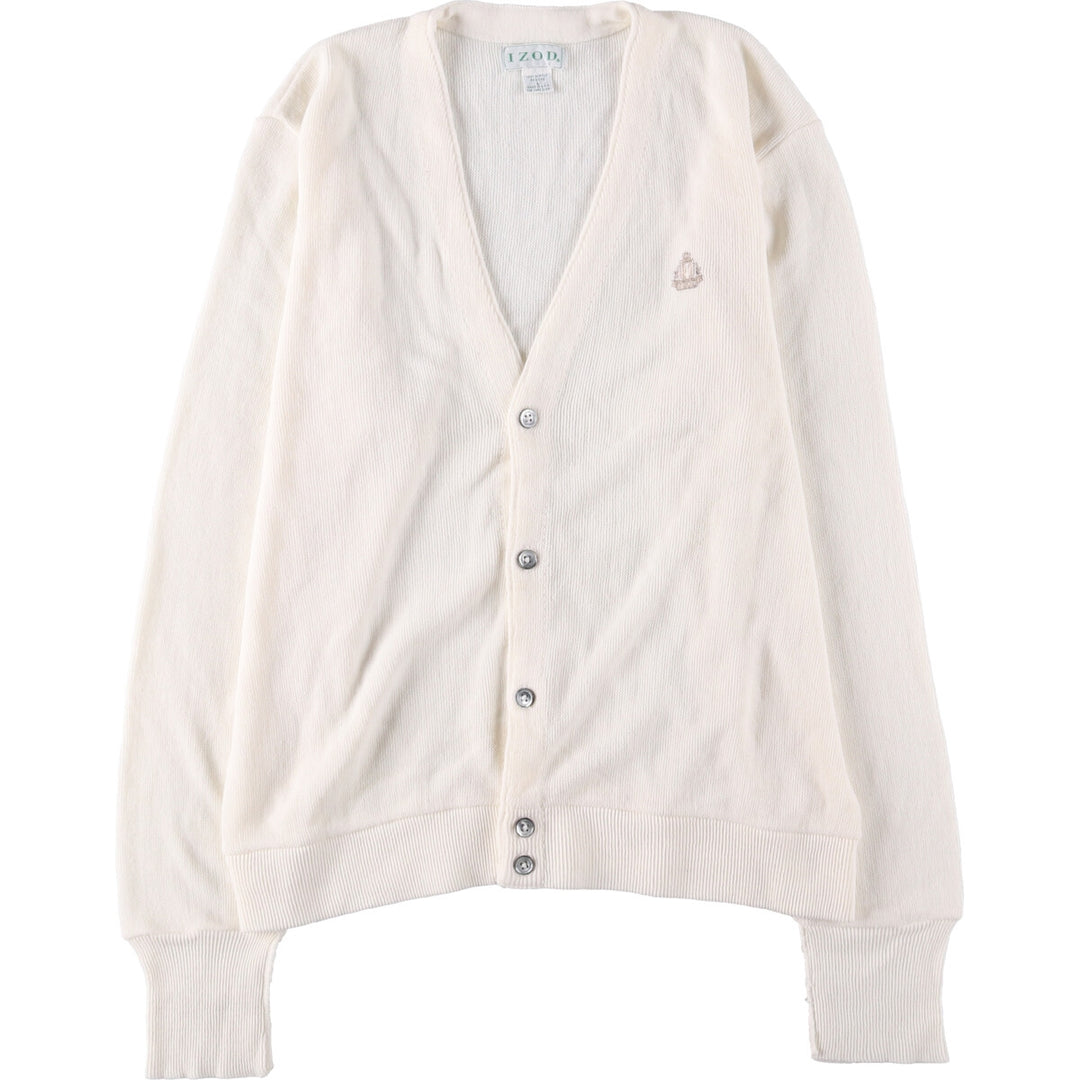 Vintage 90'S IZOD acrylic knit cardigan, made in the USA, size L, men's acrylic white type Vintage Second Hand