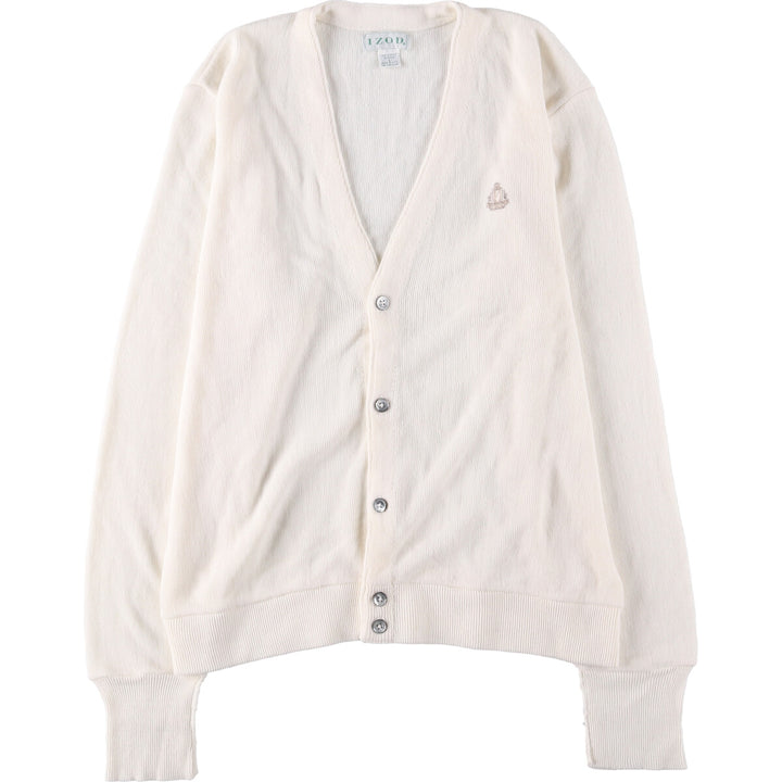 Vintage 90'S IZOD acrylic knit cardigan, made in the USA, size L, men's acrylic white type Vintage Second Hand