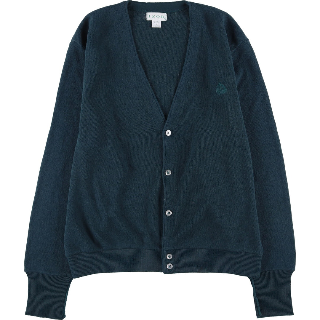 Vintage 90'S IZOD acrylic knit cardigan, made in the USA, size L, men's acrylic Green type dark green Vintage Second Hand