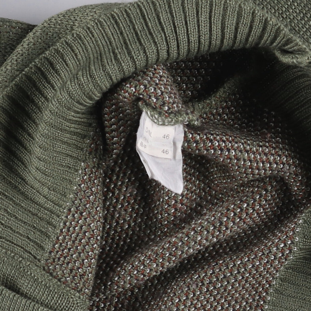 ammann all-over print knit cardigan, men's size M unclear green type Vintage Second Hand