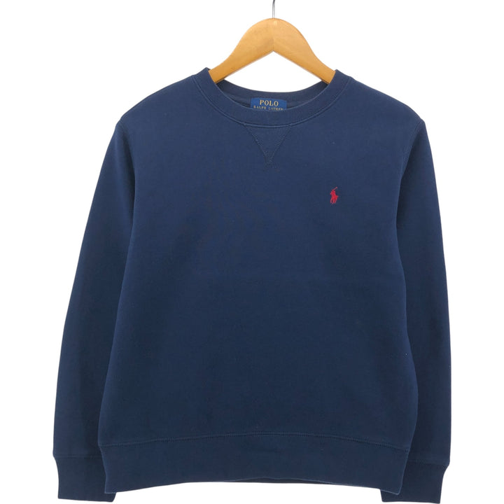 Ralph Lauren POLO RALPH LAUREN One-point logo sweatshirt, women's M size cotton navy blue type Vintage Second Hand