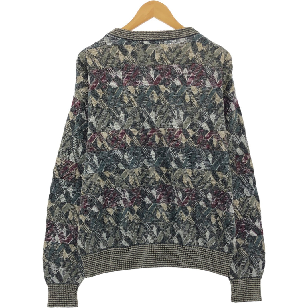 TSR All-Over Print Knit Sweater, Men's Size M unclear Khaki type Vintage Second Hand