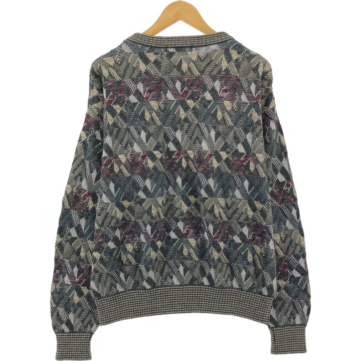 TSR All-Over Print Knit Sweater, Men's Size M unclear Khaki type Vintage Second Hand