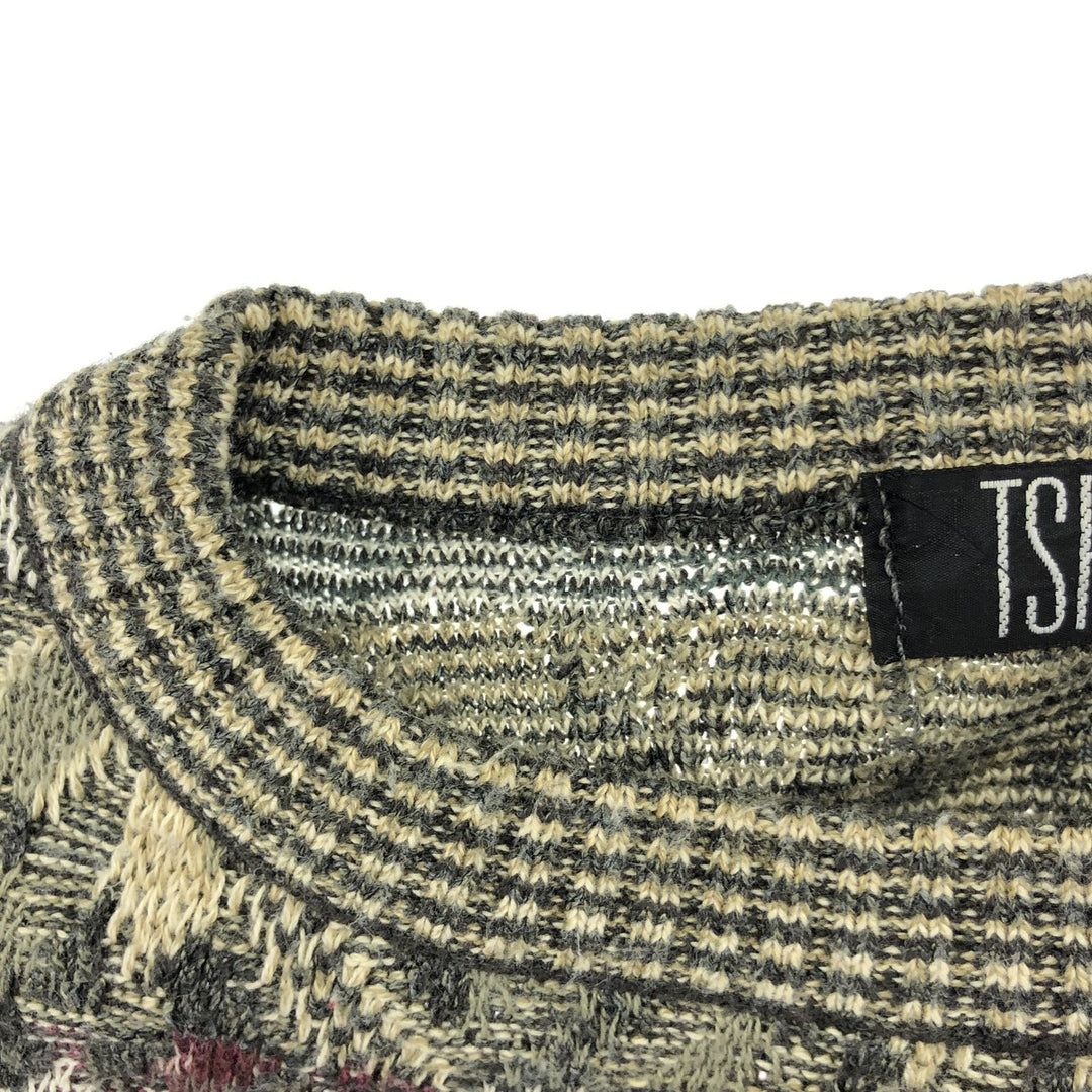 TSR All-Over Print Knit Sweater, Men's Size M unclear Khaki type Vintage Second Hand