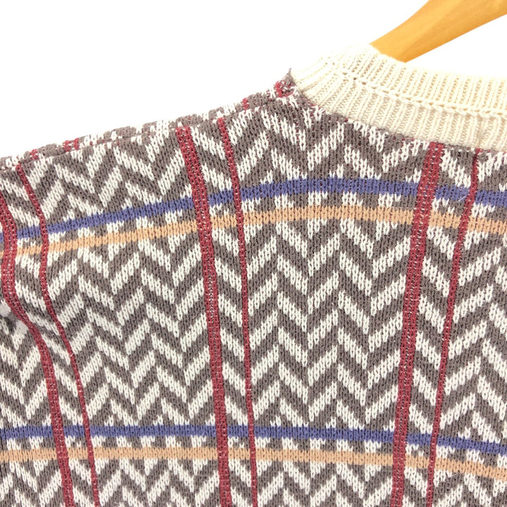 90'S St. John's Bay all-over print cotton knit sweater, made in the USA, men's size L, vintage cotton white type Vintage Second Hand