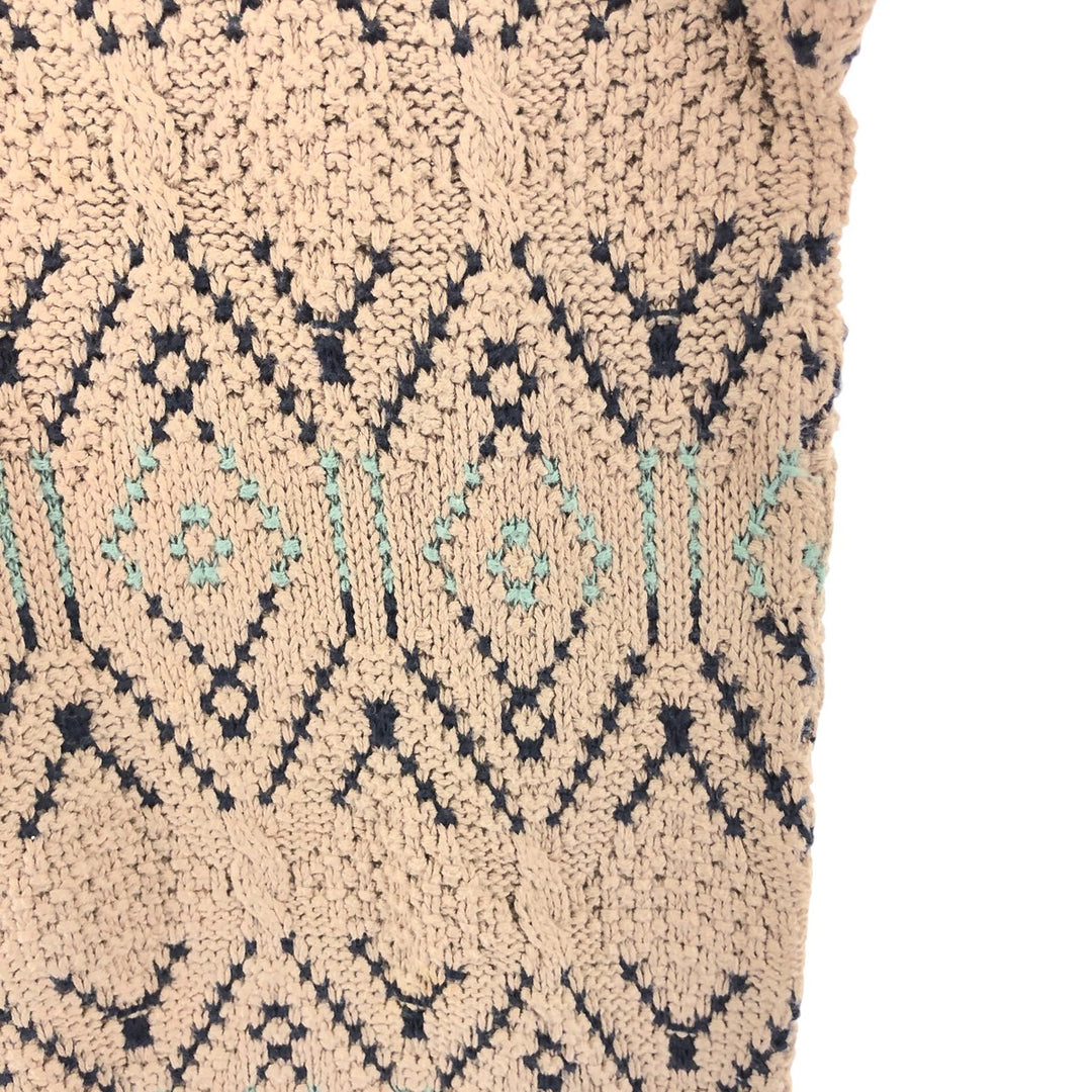 JOHN WEITZ all-over print cotton knit sweater, made in the USA, men's size M cotton Khaki type beige Vintage Second Hand