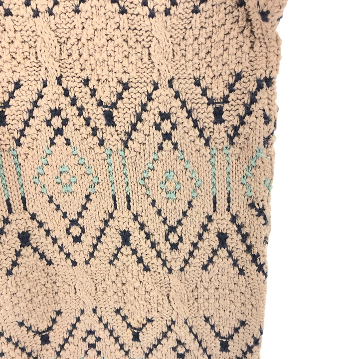 JOHN WEITZ all-over print cotton knit sweater, made in the USA, men's size M cotton Khaki type beige Vintage Second Hand